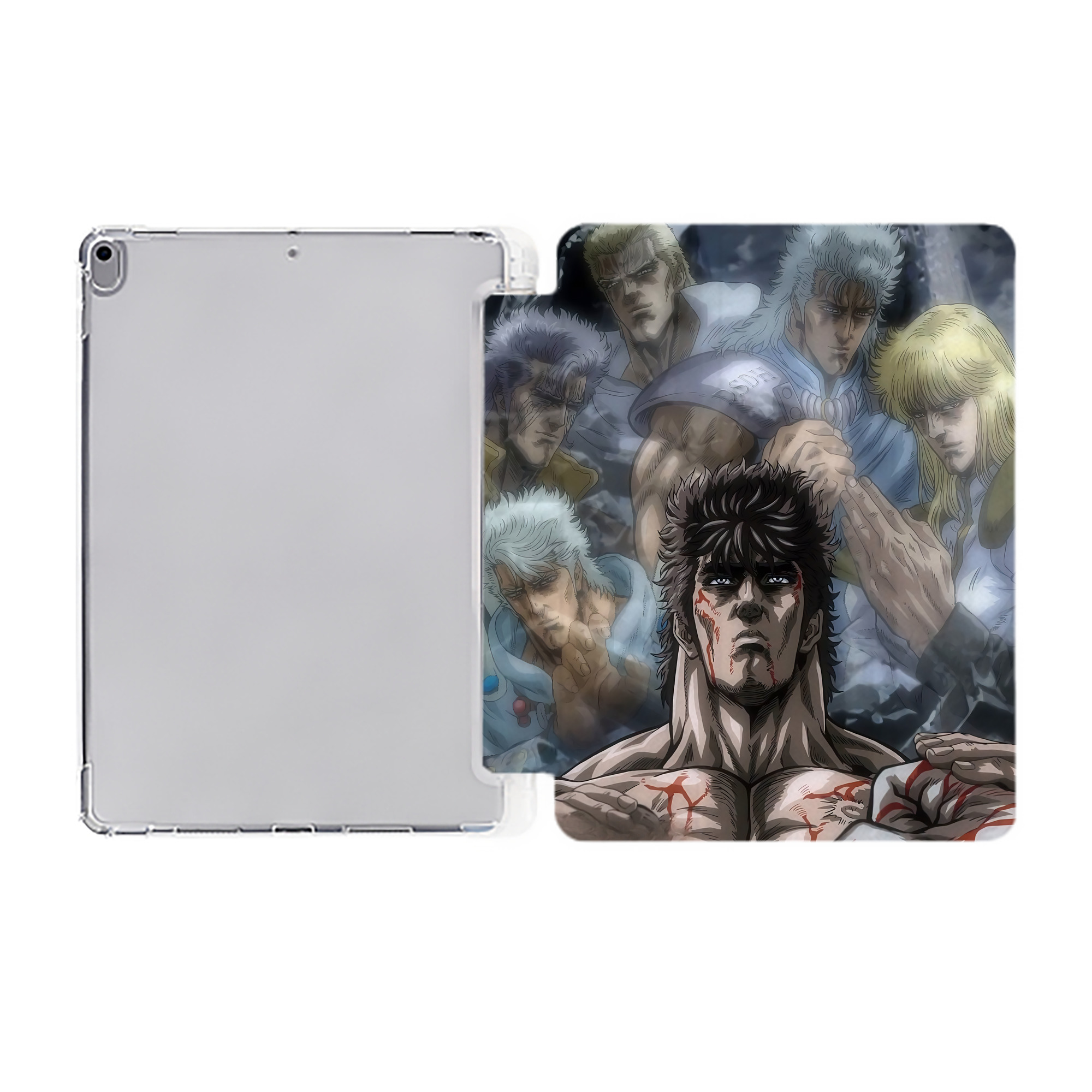（画像用） 北斗の拳 Fist of the North Star IPad ケース ペン収納付き 三つ折りスタンド PUレザー×シリコン 対応機種9.5/10.5/10.9インチ